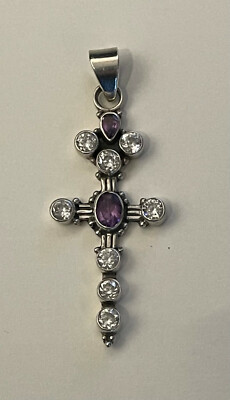 Klassisches Kreuz 925 Sterlingsilber Diamantiert Höhe 24 Mm