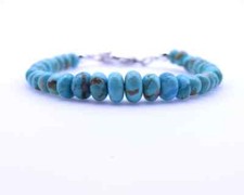 Graduated Blue Green Kingman Arizona Turquoise Gemstone Beaded Bohemian Bracelet