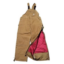 Carhartt R41 50x34 Zip to Thigh Double Insulated Bib Overall Brown Duck Canvas