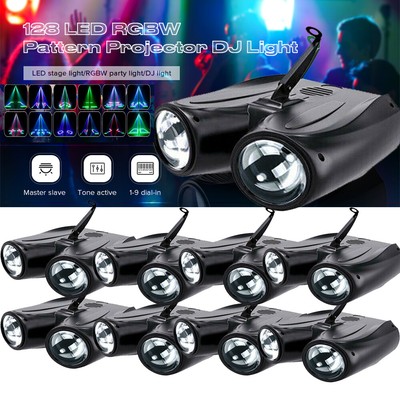 8x 128LED 1000 Muster DJ Laser Projektor RGBW LED Bühnenlicht Strobe Weihnachten