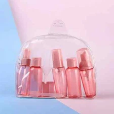 10pcs Travel Bottles Toiletry Kit Leak Proof Portable Set Red Clear Containers