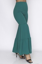 Green Wide Leg Boho Hippie Pants Size Medium Stretch