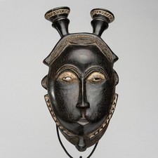 0388 MASCHERA YAURE CON BASE COSTA D'AVORIO AFRICA ARTE TRIBALE AFRICANA