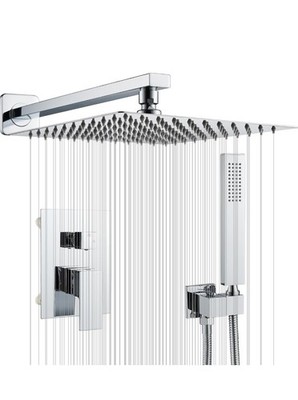 Unterputz Duschset, Duschkopf und Schlauchset 2-fach, Chrom Regenduschsystem