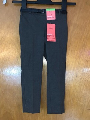 M&S Schulhose & Gürtel Skinny Leg Stretch Adj Taille 3-4y 104cm Grau Neu mit Etikett
