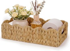 Toilet Paper Basket Scalloped Basket Bathroom Decor Back of Toilet Basket Wicker