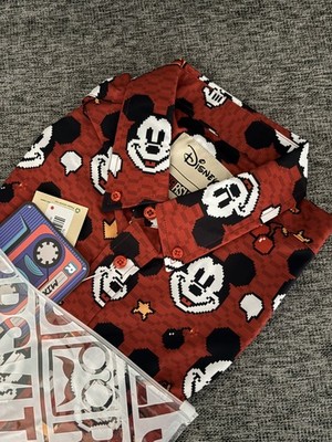 D23 RSVLTS Pixel Mickey Short Sleeve Button-Down Shirt Medium