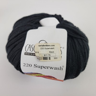 Cascade 220 Superwash Yarn Black Color #815 Dye lot 135104, 220 Yards, 3.5 oz