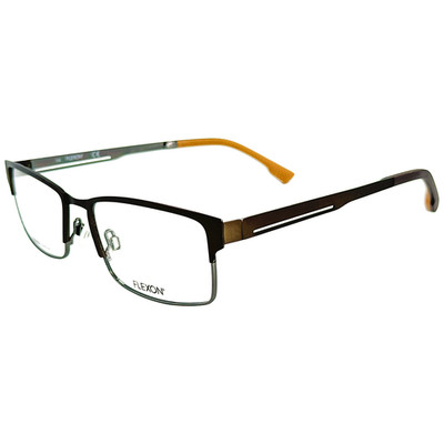 Flexon E1048 Mens Metal Eyeglass Frame 210 Brown 55-17 Flexible Titanium
