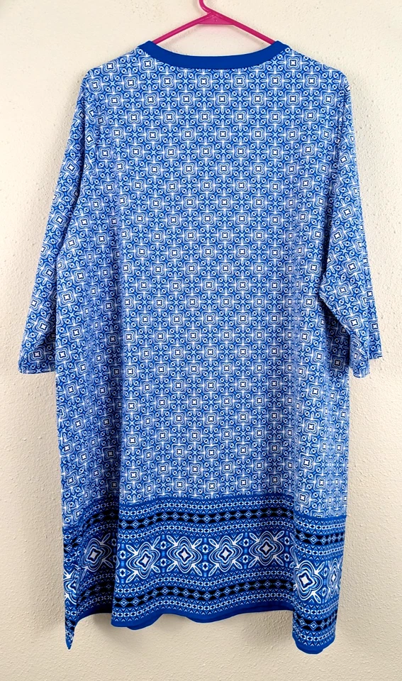 Lands' End Talla 2X 20W-22W Traje de Baño Cubrir Vestido Azul Blanco Elástico Natación 0103 Foto 4 de 4