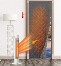 RYB HOME Thermal Insulated Door Curtain W34xL82 Gray Noise Blocking Winter Panel