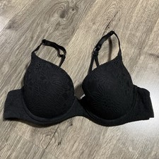 Aerie Black 36b Sunnie Demi Push Up Lace Bra American Eagle Padded Underwire