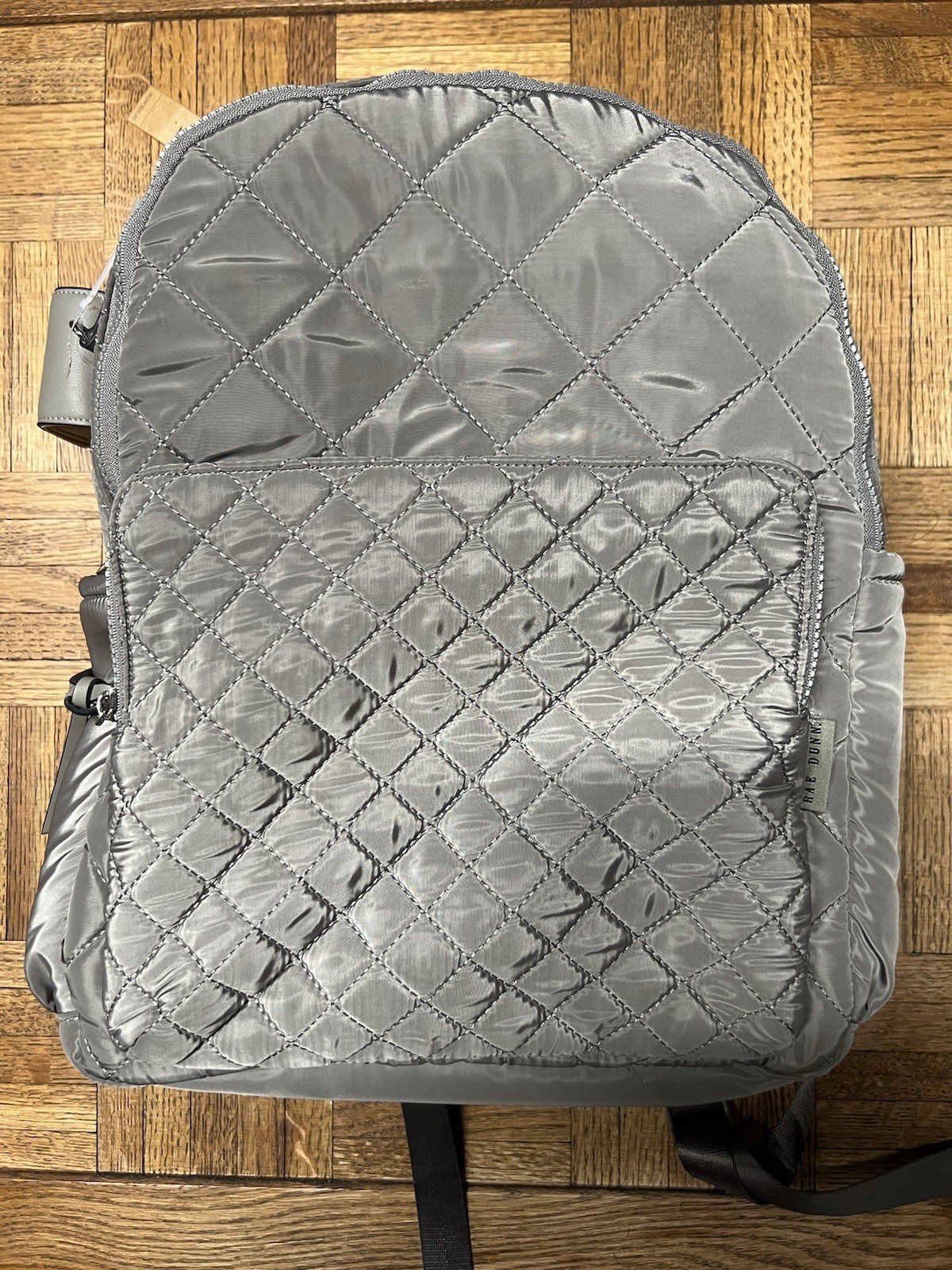 Rae Dunn Gray Quilted Backpack with Sophisticated… - image 1