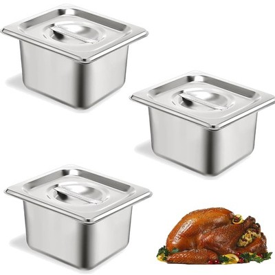 Edelstahl Gastro Behälter Set 3 Stück mit Deckel lebensmittelecht wärmebeständig