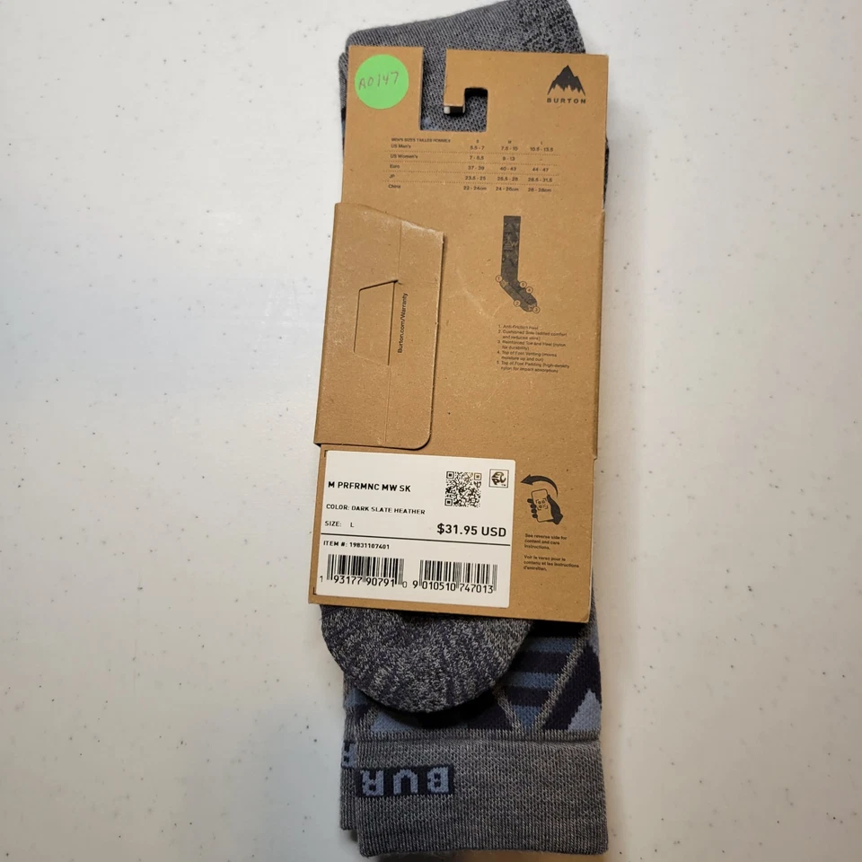 Burton Midweight Merino Wool Socks L Mens Geometric Multi Ski Snowboard New - Image 3 of 4