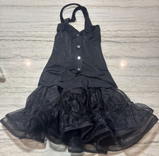 Kelle Company Black 3 Piece Dance Costume Sheer Skirt Bloomers Peplum Top Small