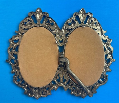 Vintage Ornate Gold Victorian Baroque Rococo Double Oval Picture Easel Frame - Picture 9 of 12
