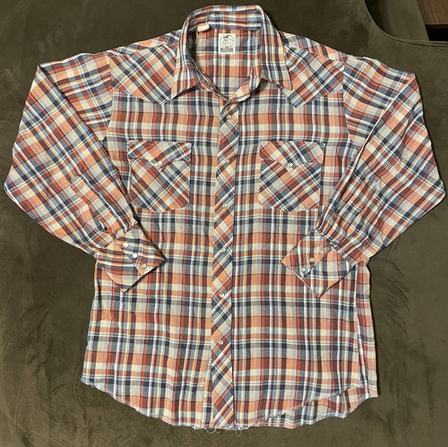 The Hustler Collection Vintage Western Cowboy Pearl Snap Button Down Large