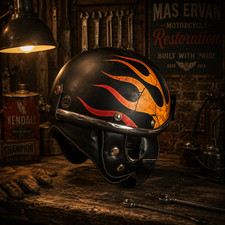Shorty Japanese Flame Helmet Vintage Retro Motorcycle Helmet