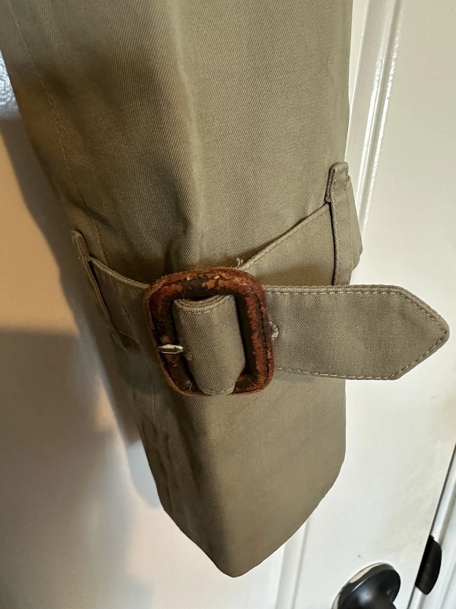 Gabardina Burberry vintage con cinturón caqui para mujer M