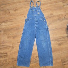 Carhartt Mens Denim Overalls Blue Workwear Relaxed Fit 38x28