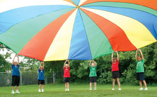 35 Heavy Duty Kids Parachute with 30 Handles Multi Color Cooperative Play Can