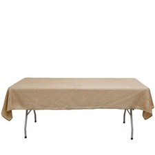 54x96" Natural Rectangular Faux Burlap Tablecloth Wedding Party Decorations