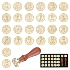 Brass Letter Wax Seal Stamp Kit 26 Custom A-Z Crown Wax Sealing Vintage Brown