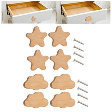 Image of 4x Wooden Cabinet Knobs Decorative with Screws Modern Furniture Knobs Drawer