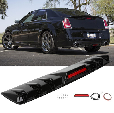 For Chrysler 300C SRT8 Glossy Black Rear Bumper Diffuser Lip w/ Led Brake Light