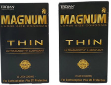 2 BOXES Magnum Thin Large Size Lubricated MALE Condoms 12 Count EXP 6/26 SEALED