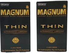 2 BOXES Magnum Thin Large Size Lubricated MALE Condoms 12 Count EXP 6/26 SEALED