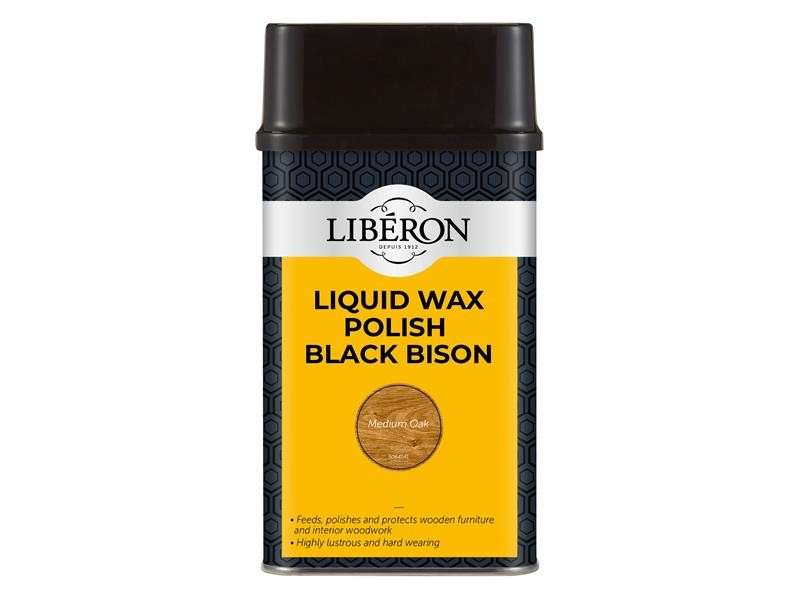 Liberon Liquid Wax Polish Black Bison Medium Oak 500ml