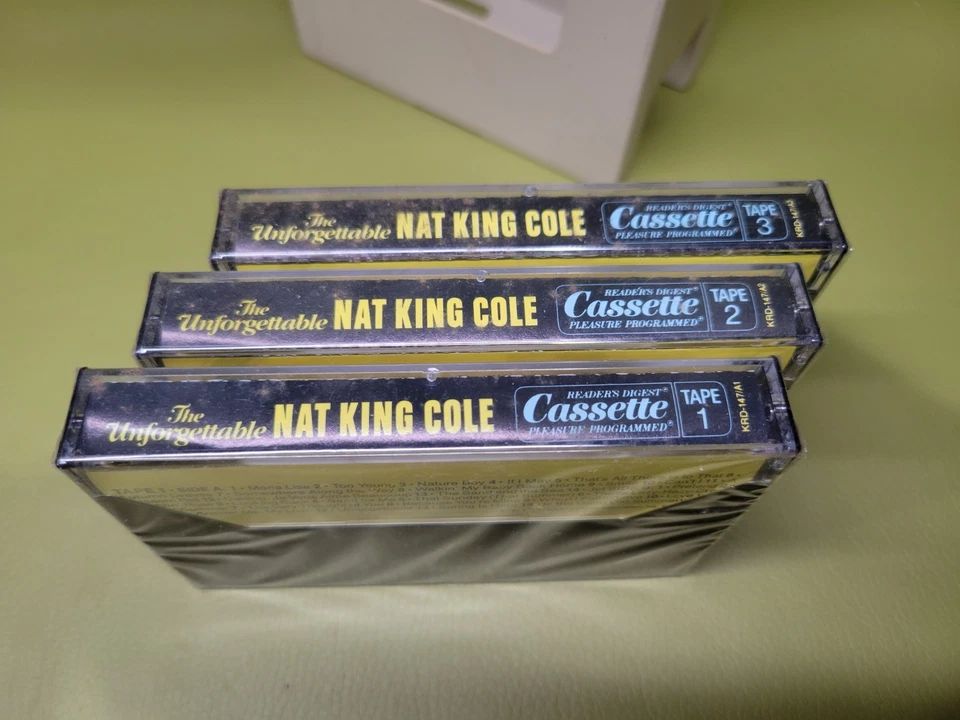 THE UNFORGETTABLE NAT KING COLE SEALED 3 CASSETTE READERS DIGEST w/ SONG HISTORY - Image 2 of 4