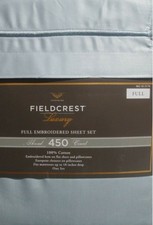 BRAND NEW FIELDCREST FULL SIZE 450TC Egyptian Cotton Sheet Set TEAL BLUE