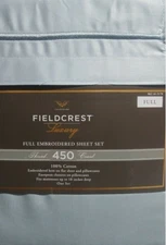 BRAND NEW FIELDCREST FULL SIZE 450TC Egyptian Cotton Sheet Set TEAL BLUE