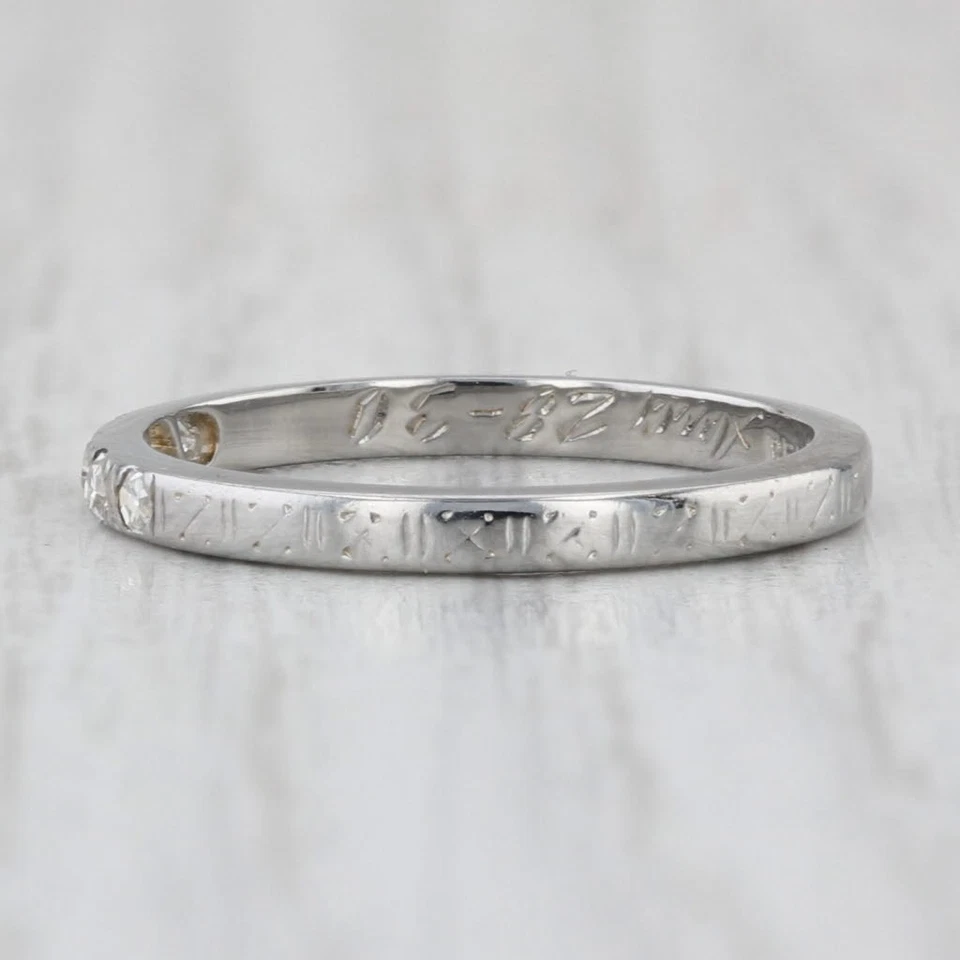 Antique Belais Diamond Wedding Band 18k White Gold Size 6 Stackable Ring - Image 3 of 4