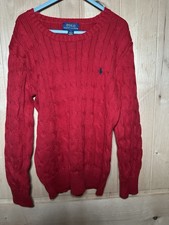 Polo Ralph Lauren Red Cable Knit Pullover Sweater Youth Size 7
