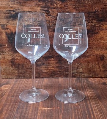 2 RARE Collesi Imper Ale Birra Artigianale Italian Beer Stemmed Glasses 