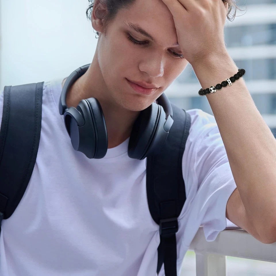 Pulsera de béisbol/baloncesto/fútbol/fútbol para niños pulsera de cuentas cruzadas... Foto 2 de 4