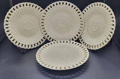 4 Vintage..Österreichisches Wien Schild, geflochtener Stock durchbohrt Display Teller