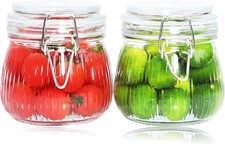 Glass Jars With Airtight Lid 16 Oz-2 Set Thicken Sealed Food Storage Canister