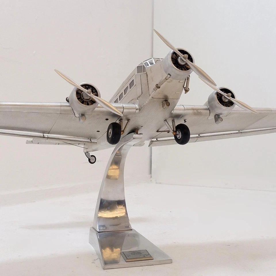 Junkers Ju 52 Aluminium: Wingspan: 100cm. Aluminum Vintage Airplane Ti - Image 3 of 4