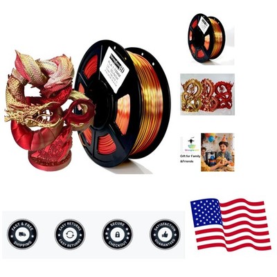 PLA 3D Printer Filament 1.75mm,Golden Fire, Silk Gold and Galaxy Red,Co Extru...