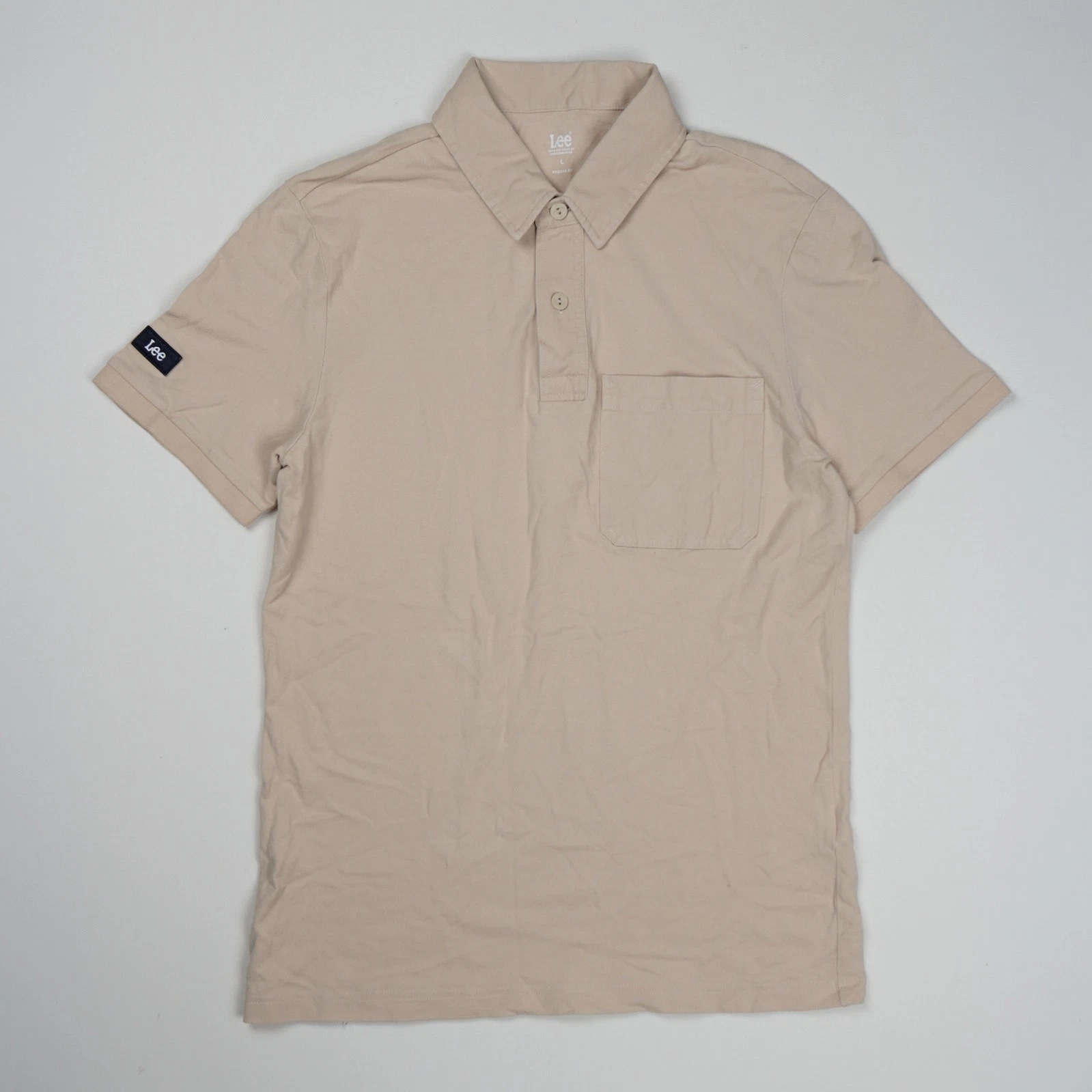 Lee Men's Regular Fit Polo Shirt L Beige