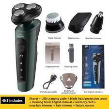 Rasoir Électrique 4 en 1 Homme Étanche Rechargeable Rasoir Rotatif Barbe