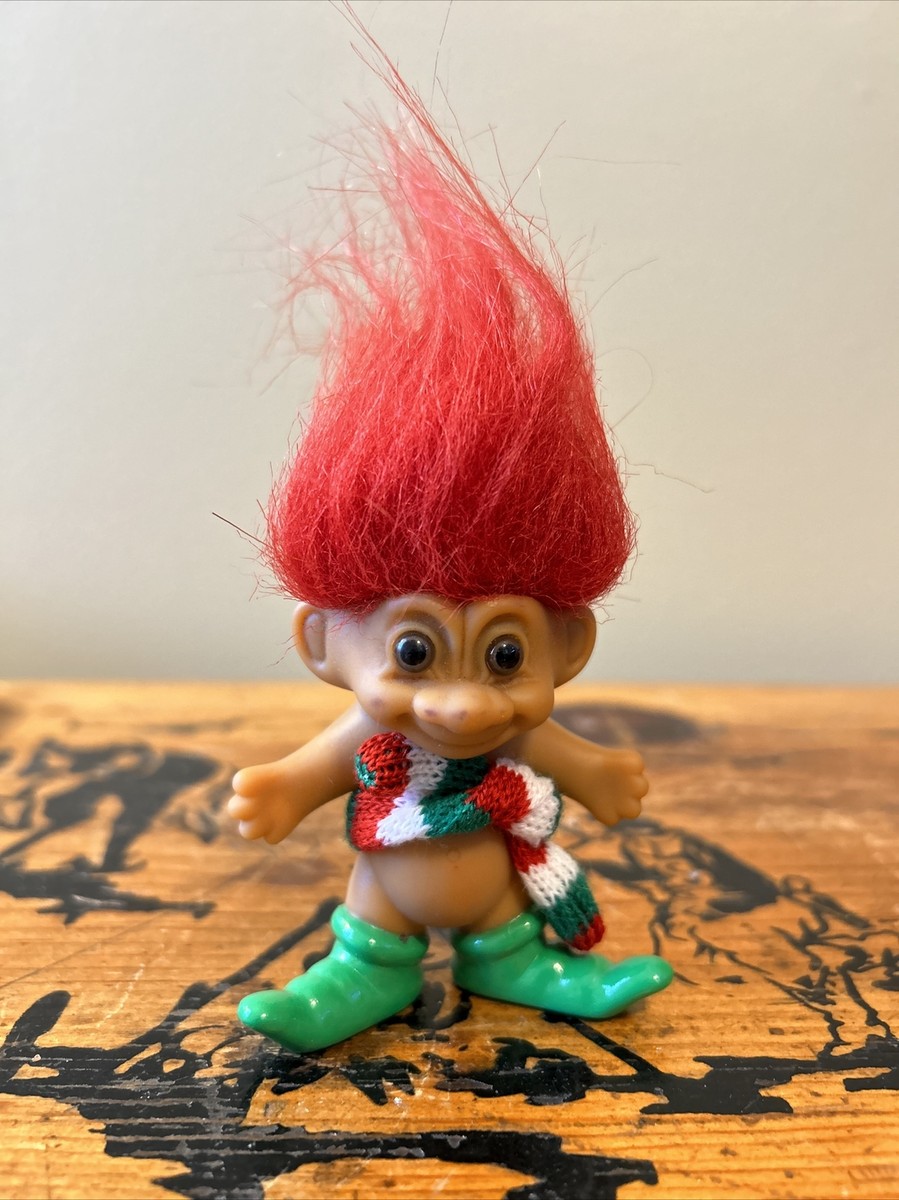 Russ Merry Little Trolls Pink-Haired Troll Christmas Figure With Scarf 3