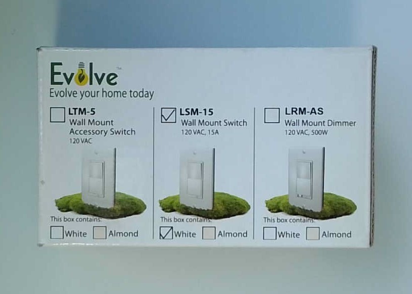 Evolve LSM-15W Z-Wave 4.54.01 Wall Mount Switch (White. No C