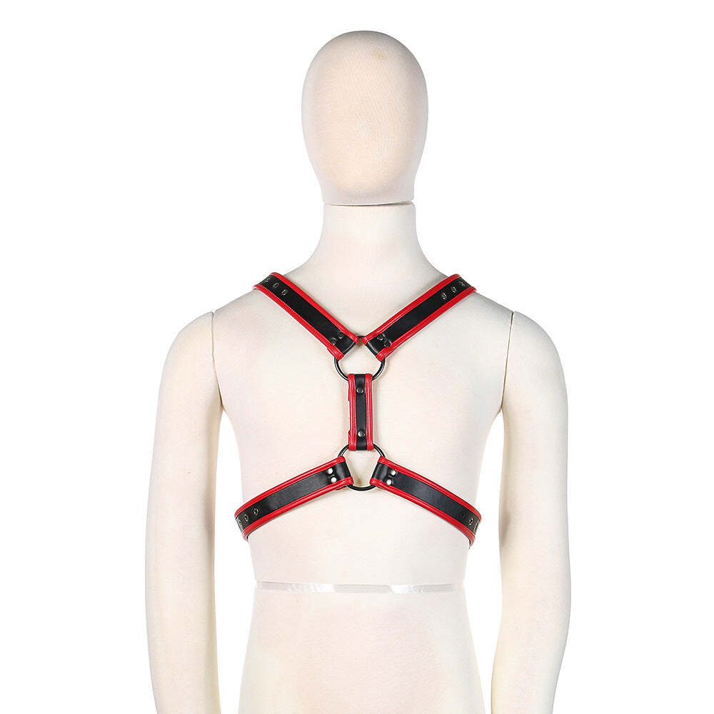 Human Dog Harness Clothing Red Unisex Fetish Cosplay Chest Harness for Adults
