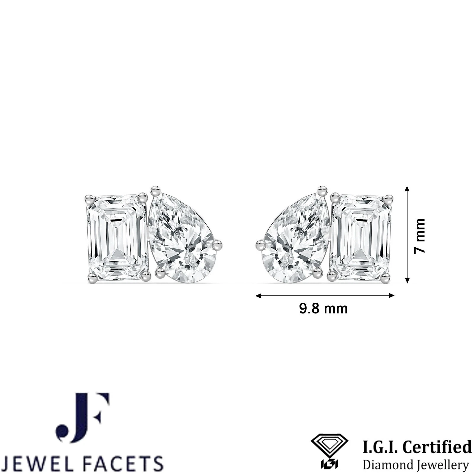 IGI Certified 2.50ct Lab Grown Diamond Stud Earrings in 14k White Gold VVS-VS image-5